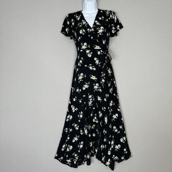 & Other Stories Dresses & Skirts - & Other Stories Floral Wrap Maxi Dress Womens 0 Black Prairie Cottagecore Fairy